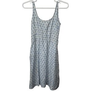 Boomerang Women’s 100% Linen Dress - Blue Patterned Sleeveless